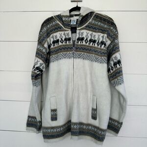 Yari Artesanias Women’s XL Llama Zip Up Wool Sweater